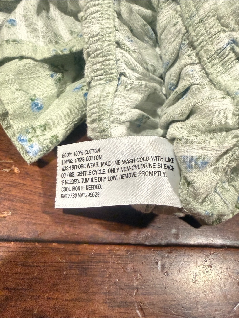 art class light green Smocked Puff-Sleeve Top with Blue Floral - Picture 6 of 7